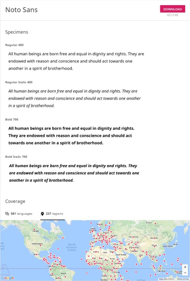 Met het hoofdlettertype Noto Sans kom je al een heel eind...