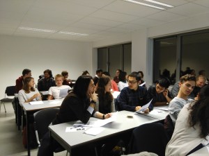 Een klas studenten gesproken Vlaams bij Goesting in Taal